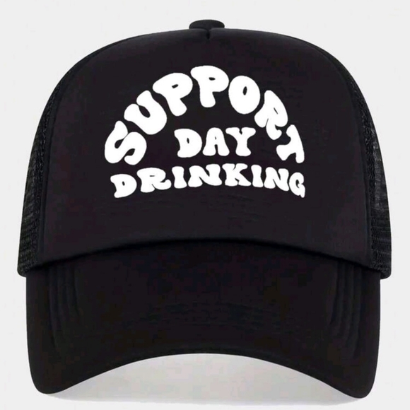 Support Day Drinking Trucker Funny Quotes Hats - Picture 2 of 3